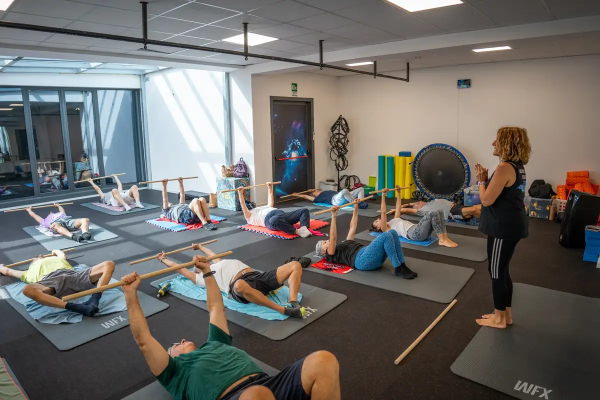 Sala corsi durante una lezione di gruppo